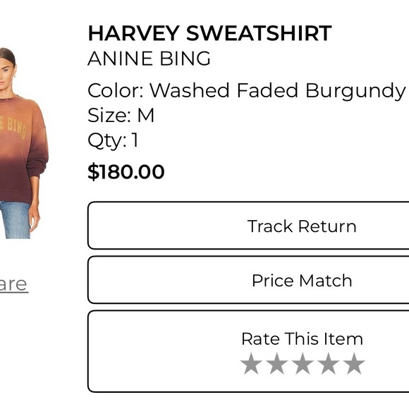 Anine Bing Harvey Sweatshirt Burgundy - Picture 2 of 2
